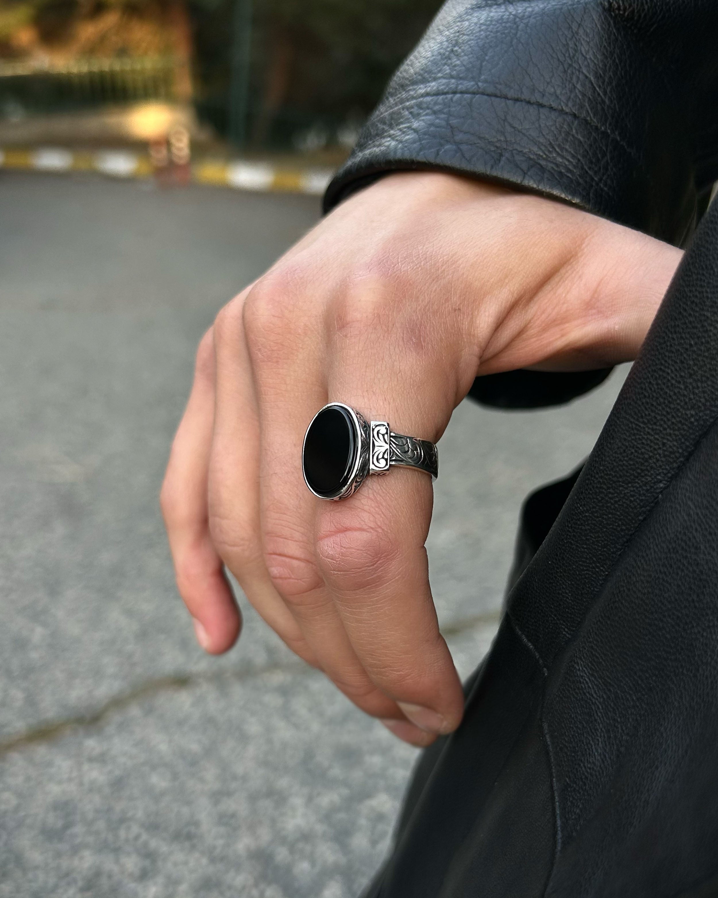 Minimalist Black Onyx Ring - 925 Sterling Silver for Modern Style