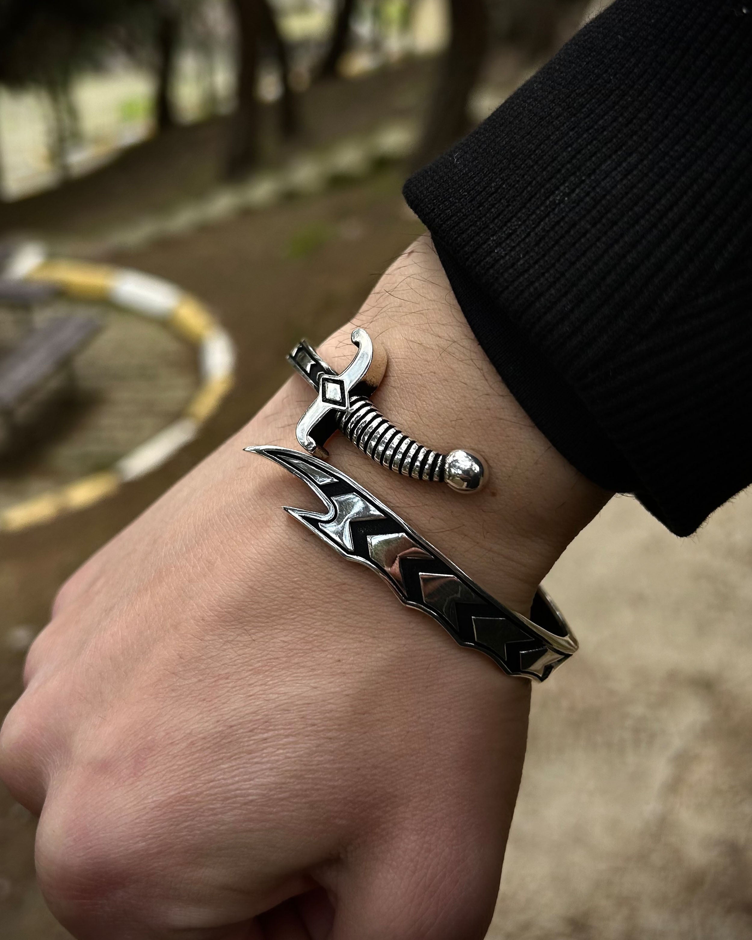 Adjustable 925 Sterling Silver Sword Bracelet - Modern Strength
