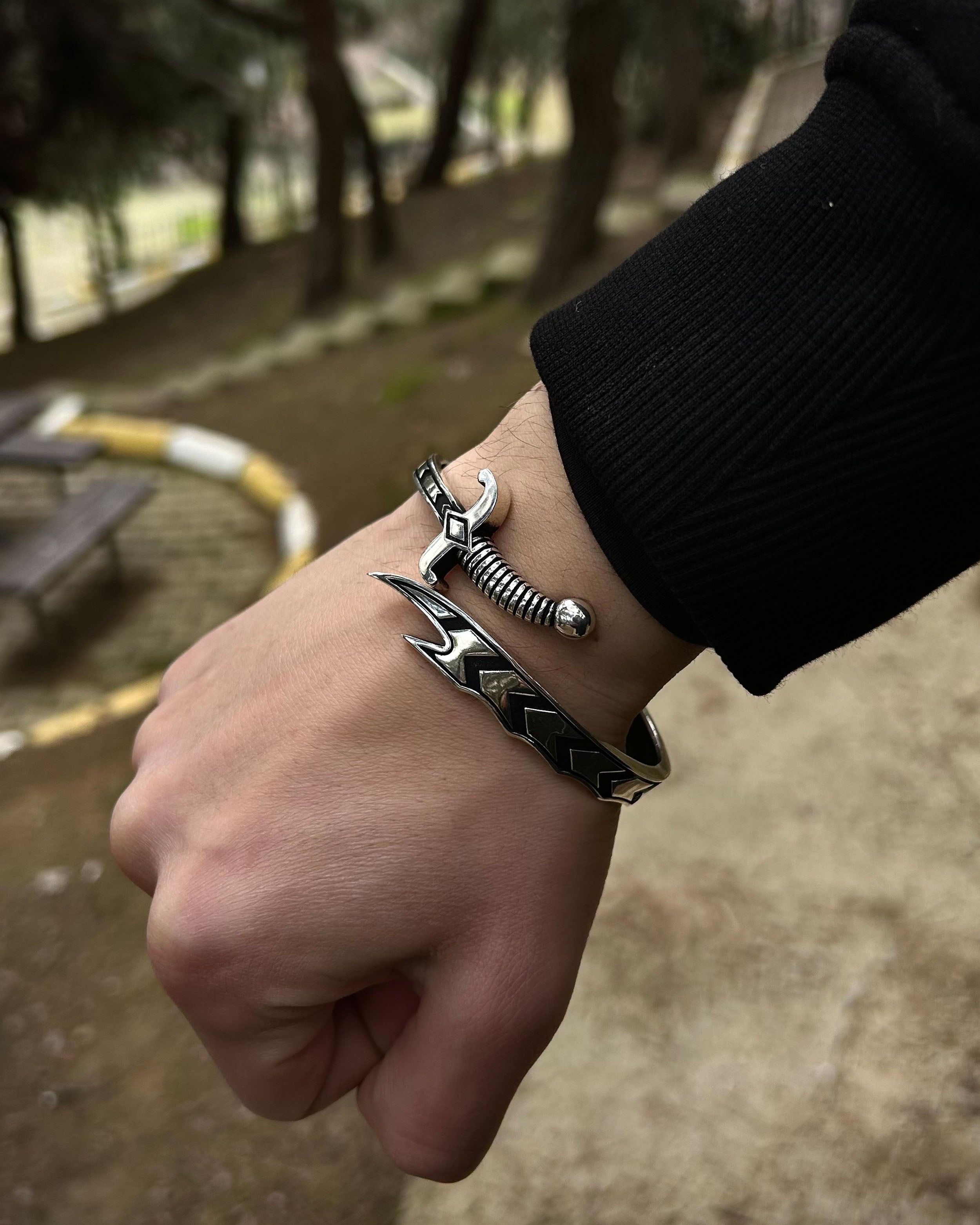 Adjustable 925 Sterling Silver Sword Bracelet - Modern Strength