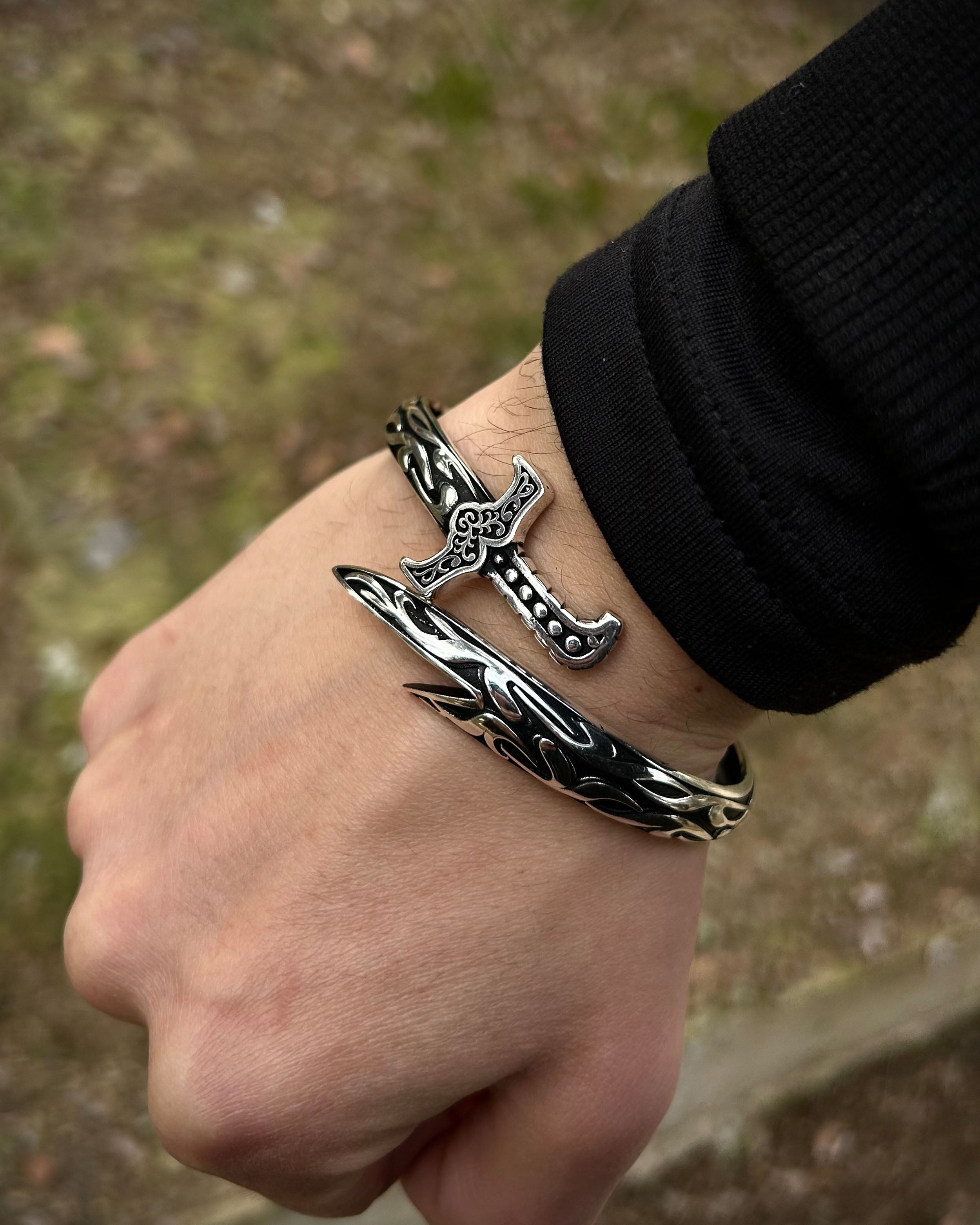 Heren Armband van Sterling Zilver met Zwaard - Verstelbaar, Symbool van Kracht