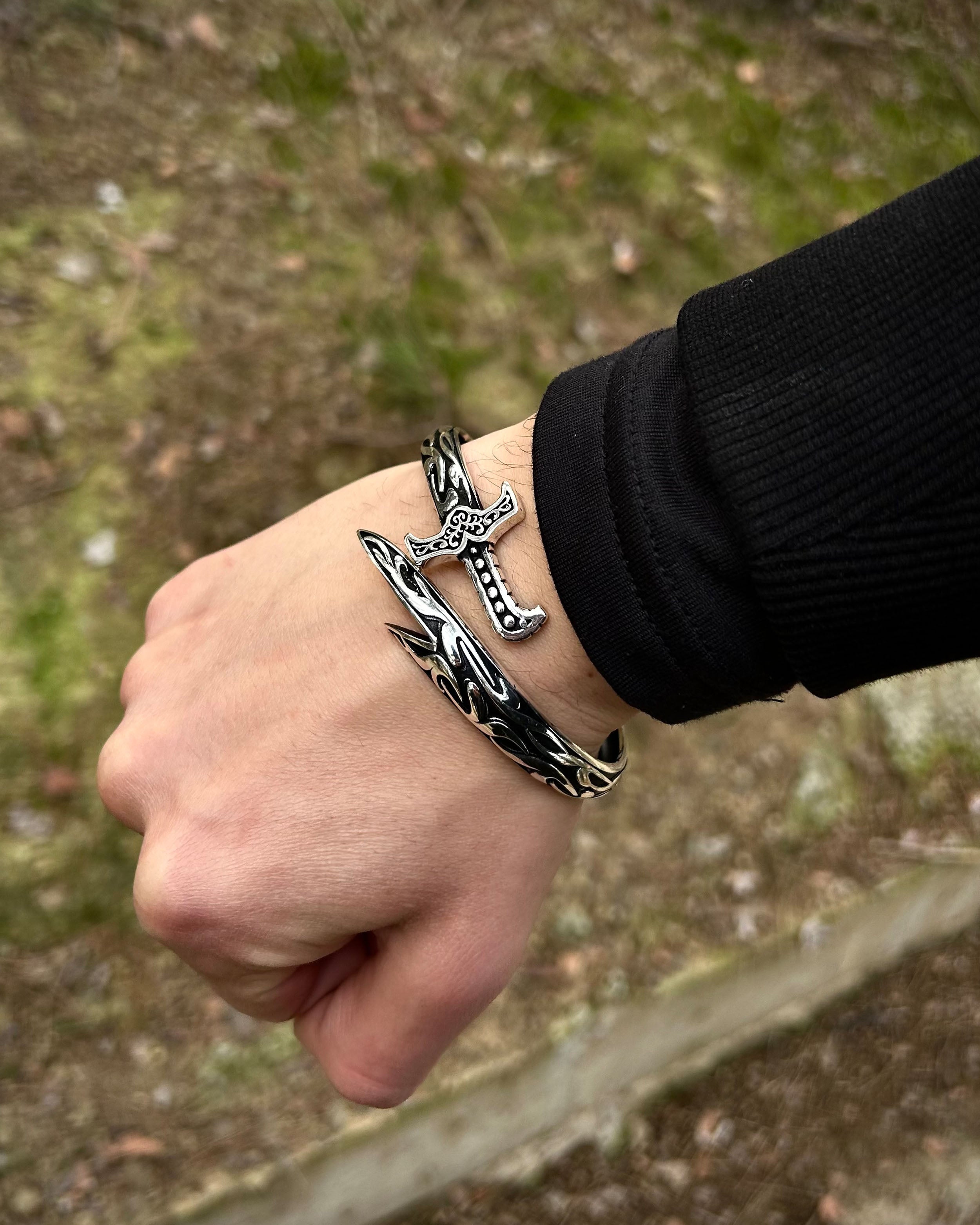 Heren Armband van Sterling Zilver met Zwaard - Verstelbaar, Symbool van Kracht