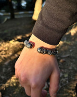 925 Sterling Silver Zeus Head Bracelet - Heavy Wire Weave