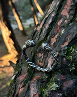 925 Sterling Silver Zeus Head Bracelet - Heavy Wire Weave
