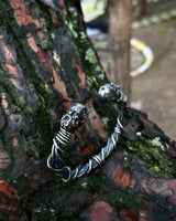 925 Sterling Silver Zeus Head Bracelet - Heavy Wire Weave