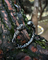 925 Sterling Silver Zeus Head Bracelet - Heavy Wire Weave