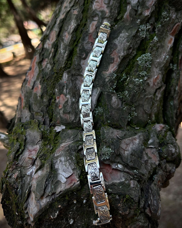 925 Sterling Silver Men's Plate Chain Bracelet - Sleek Design