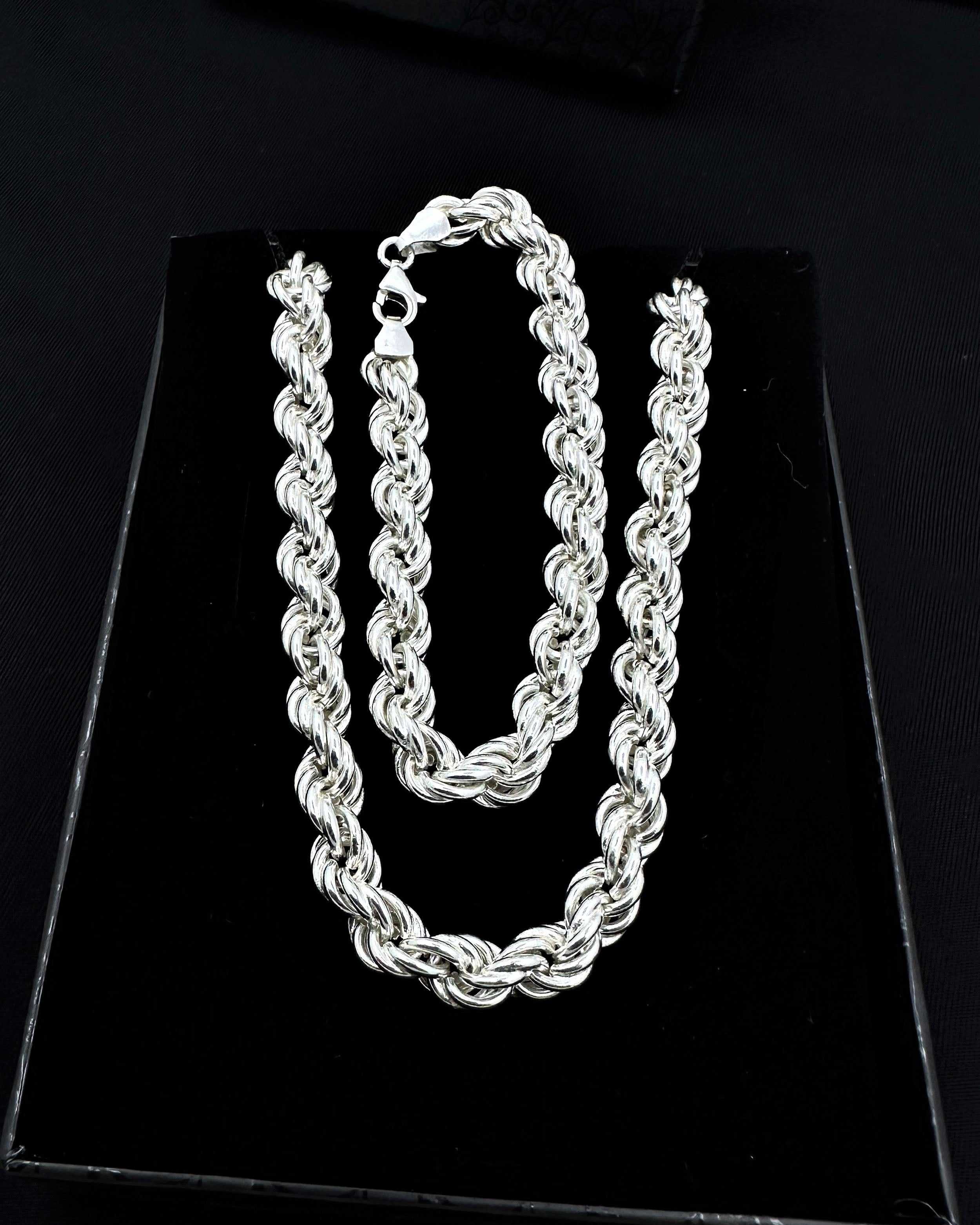 925 Sterling Silver Rope Chain Bracelet - Handcrafted