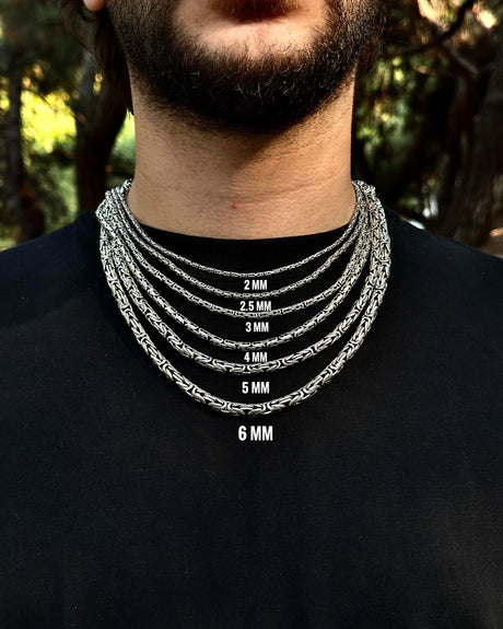 Handcrafted Sterling Silver Byzantine Chain Necklace - Bali Inspired