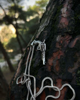Sterling Silver Engraved Revolver Pendant Necklace - Bold Statement