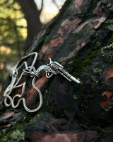 Sterling Silver Engraved Revolver Pendant Necklace - Bold Statement