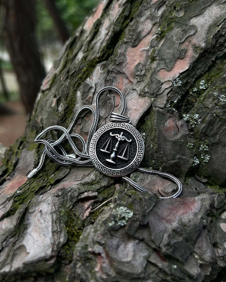 Sterling Silver Scales of Justice Pendant Necklace - Symbol of Balance