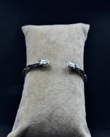 925 Sterling Silver Gothic Raven Skull Adjustable Bracelet - Handcrafted