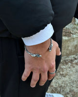 925 Sterling Silver Gothic Raven Skull Adjustable Bracelet - Handcrafted