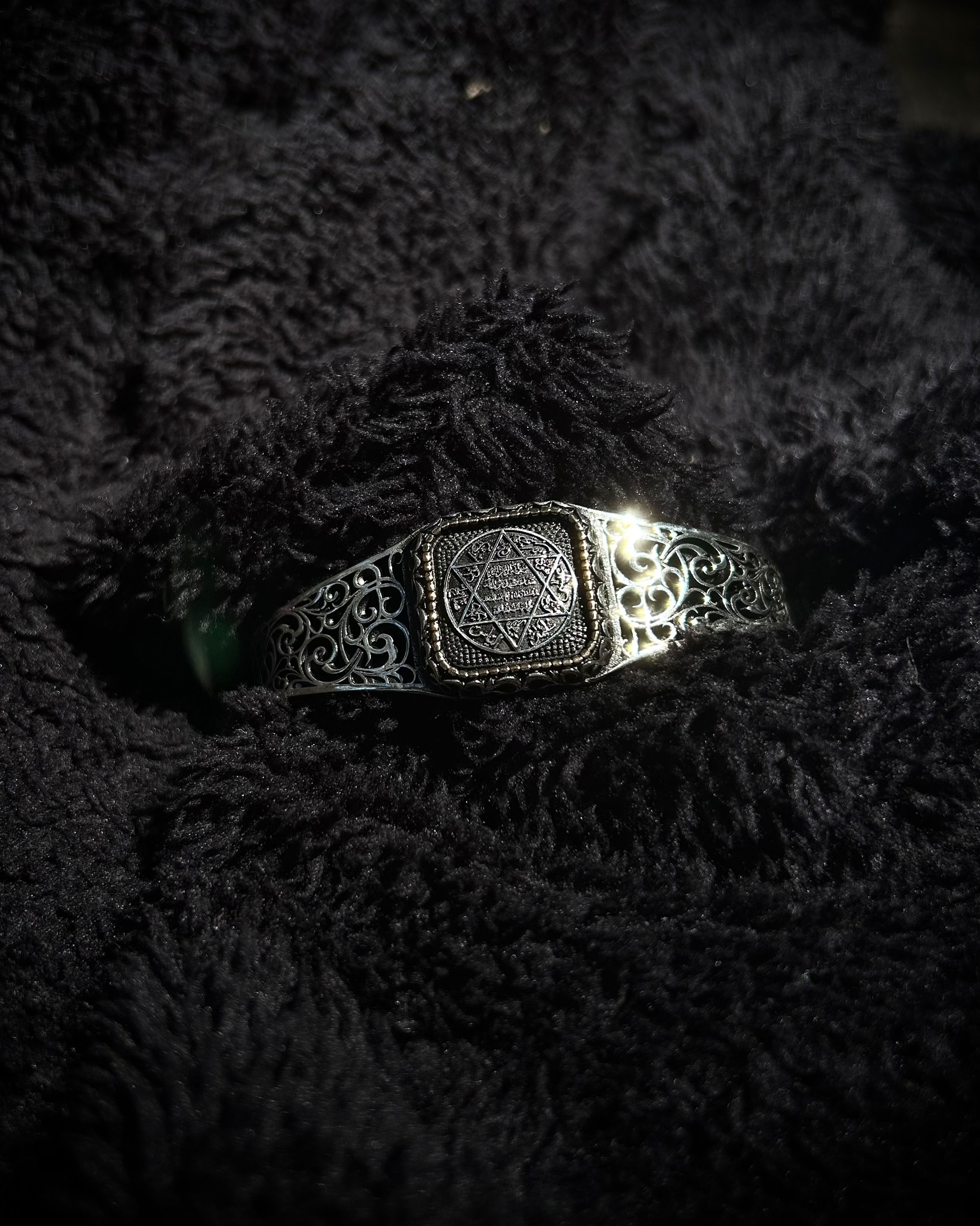 Sterling Silver Seal of Solomon Cuff Bracelet - Adjustable Handcrafted