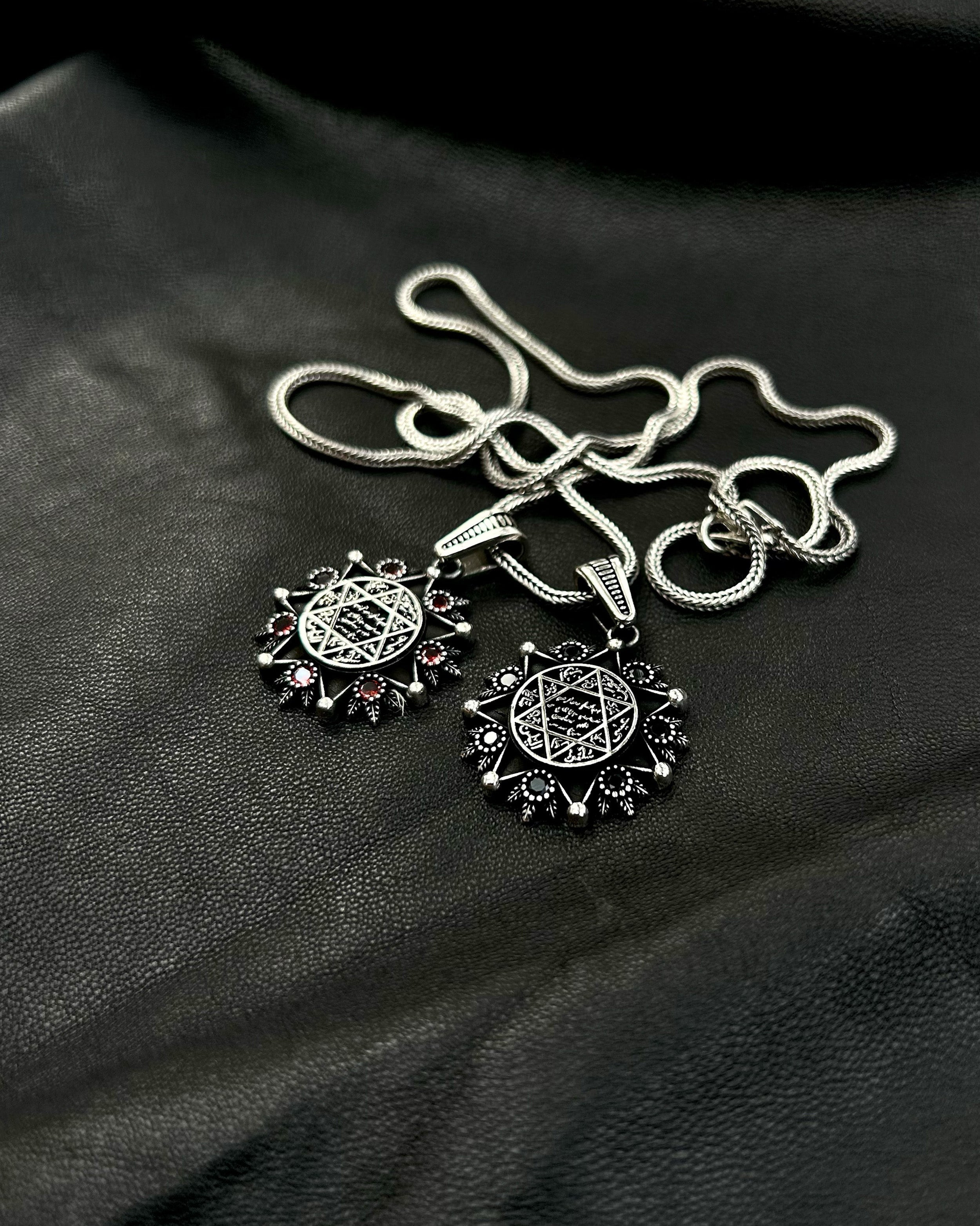 925 Sterlingsilber Anhänger Halskette mit Siegel des Salomon Stern - Mystischer Talisman