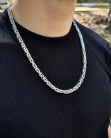 Heavy Byzantine King Chain Necklace - 925 Sterling Silver