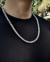 Heavy Byzantine King Chain Necklace - 925 Sterling Silver