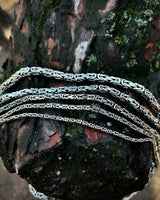 Sterling Silver Byzantine Chain Necklace - Bali Inspired Square Link