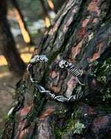 Sterling Silver Gothic Skull Bracelet - Adjustable Wire Weave Design