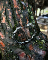 Sterling Silver Gothic Skull Bracelet - Adjustable Wire Weave Design
