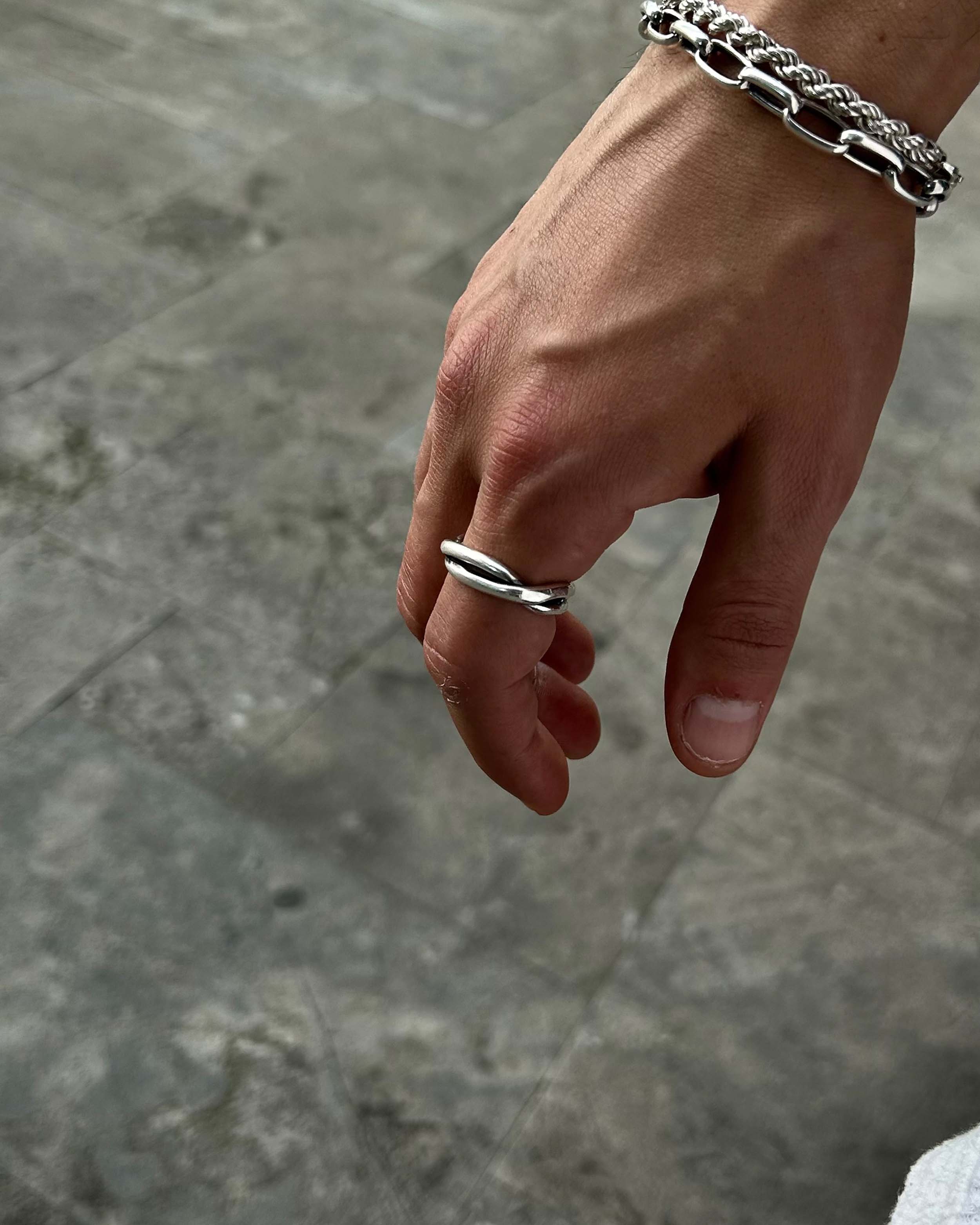 925 Sterling Silver Braided Ring - Men's Handcrafted Bold Style