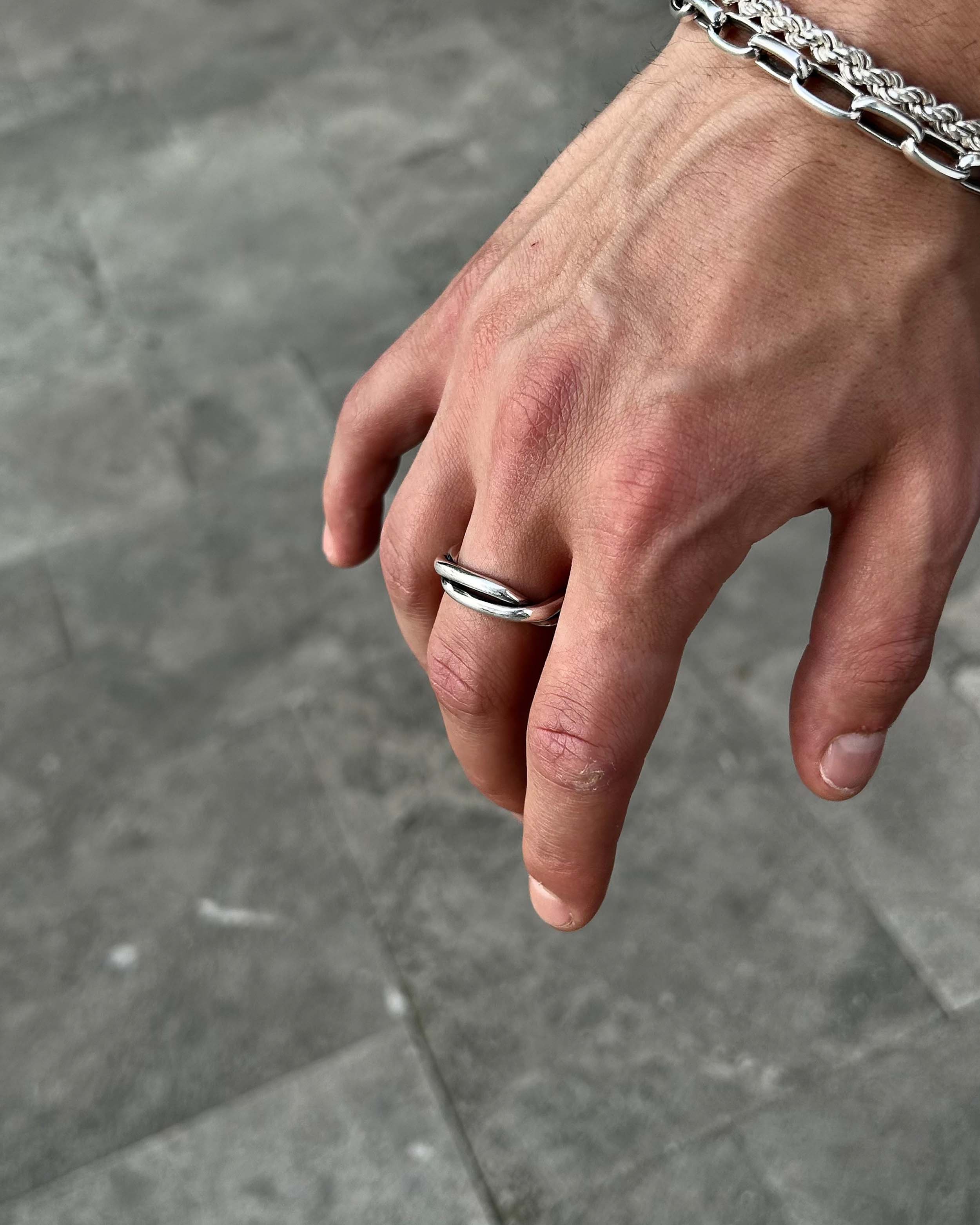 925 Sterling Silver Braided Ring - Men's Handcrafted Bold Style