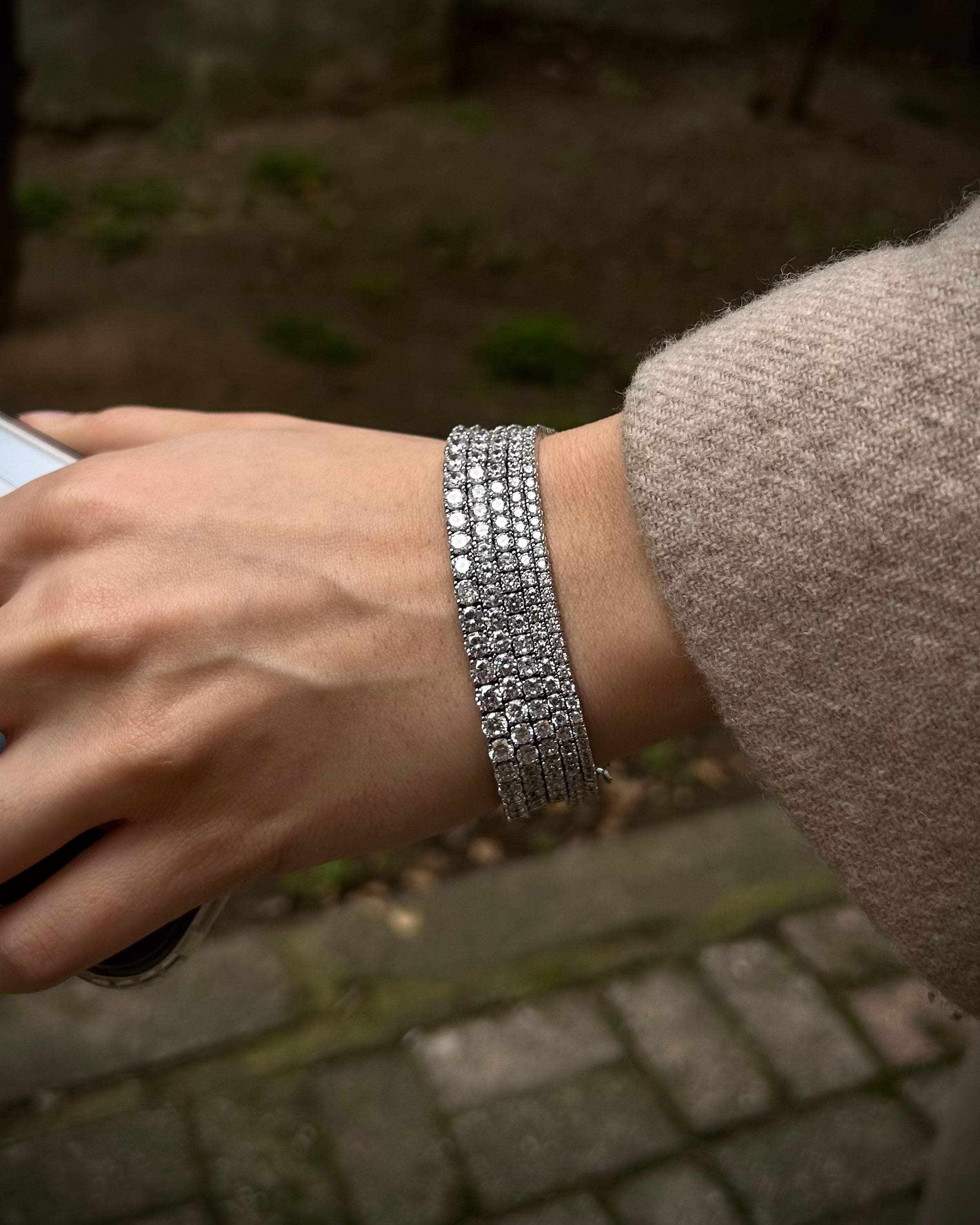 Rhodium Plated Sterling Silver Tennis Bracelet - Elegant & Sparkling
