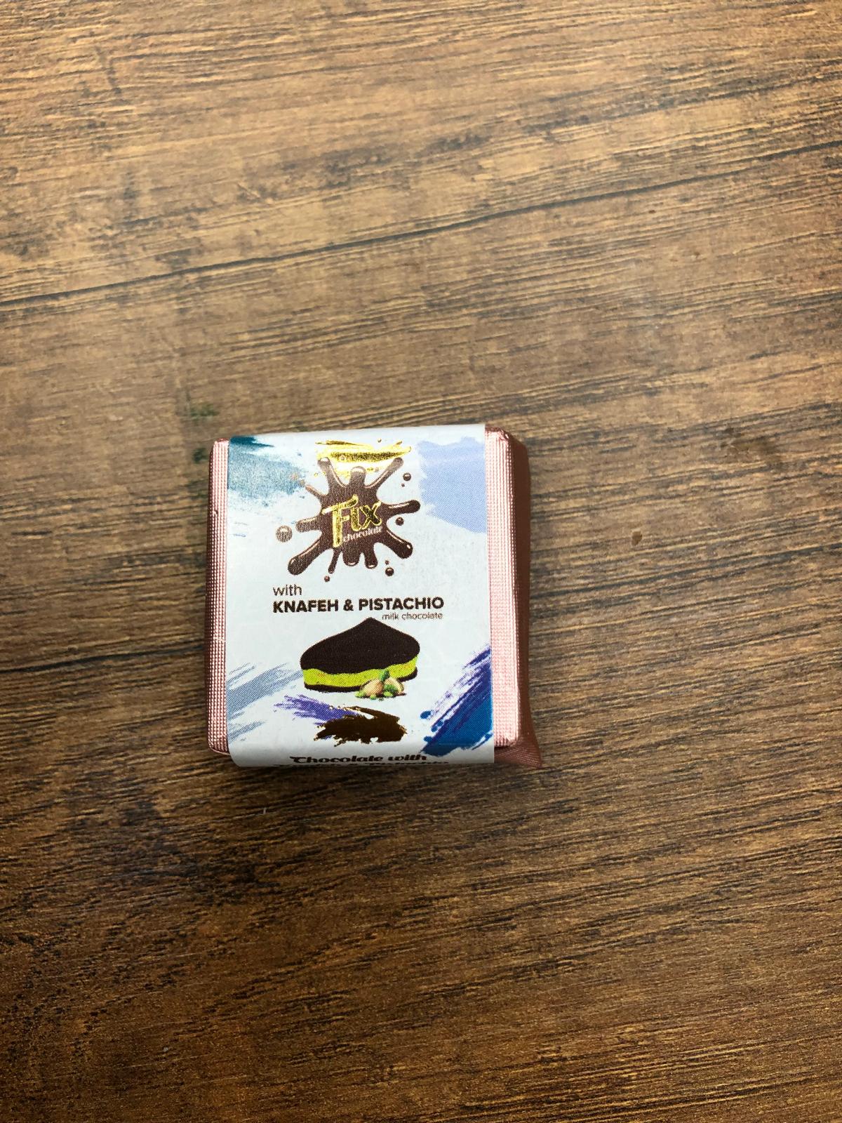 Gourmet Knafeh Pistachio Milk Chocolate Squares - 14g x 75 Count Round Box