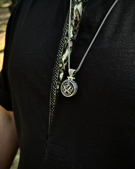 925 Sterling Silver Rotating Sword Pendant - Spiritual Inscription