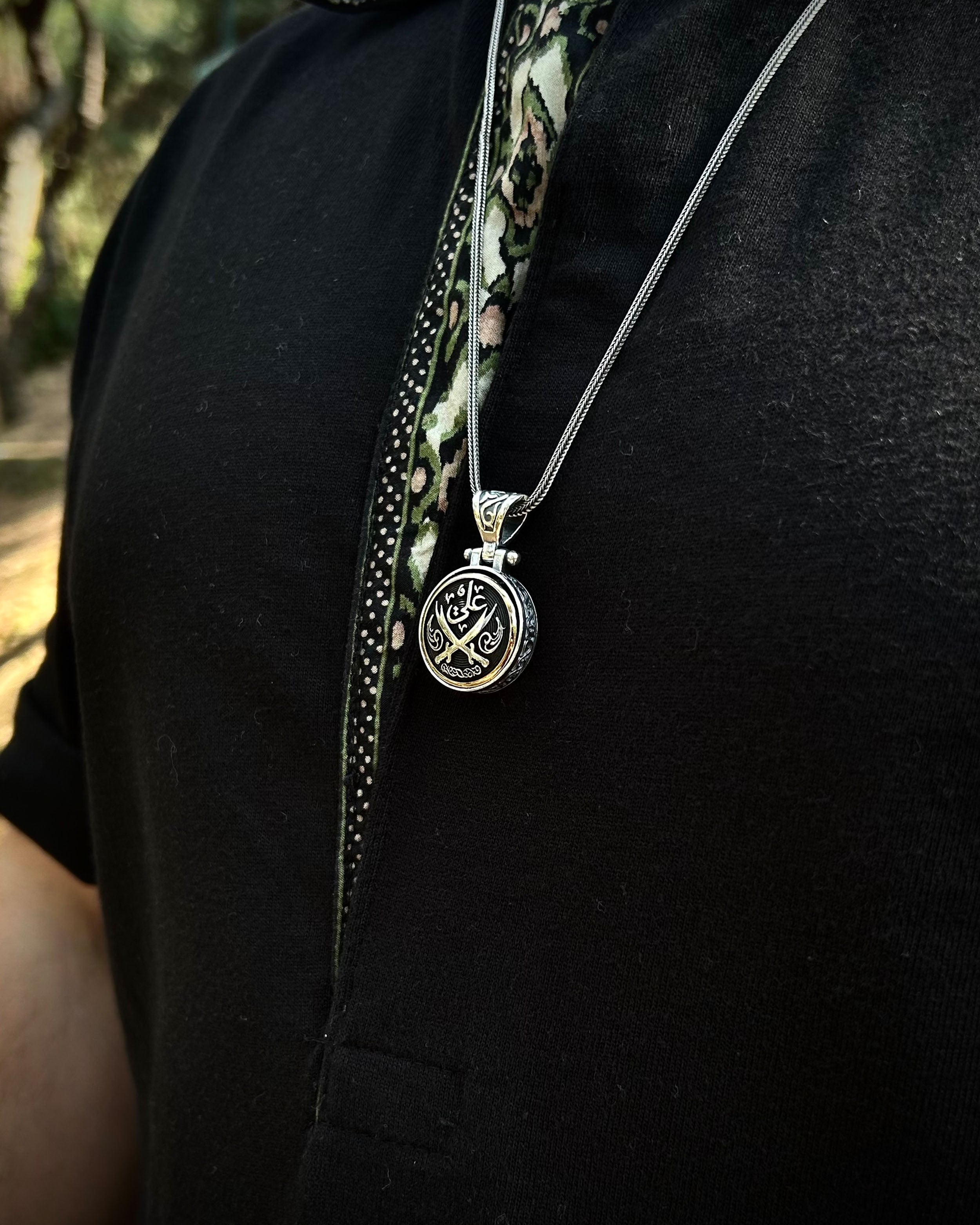 925 Sterling Silver Rotating Sword Pendant - Spiritual Inscription