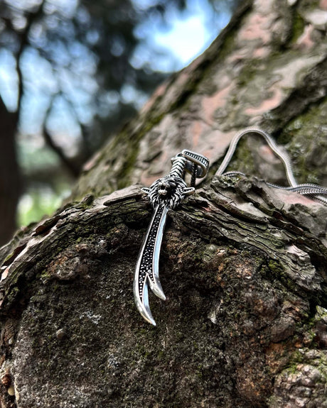 Handcrafted Sterling Silver Lion Head Zulfiqar Pendant Necklace