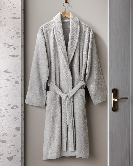 100% Cotton Jacquard Unisex Bathrobe - Soft & Absorbent Comfort