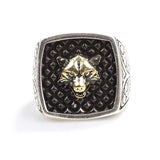 Sterling Silver Men's Ring - Wolf Head with Engraved Sides
