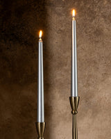 Paraffin Wax Taper Candle - Elegant Silver Finish