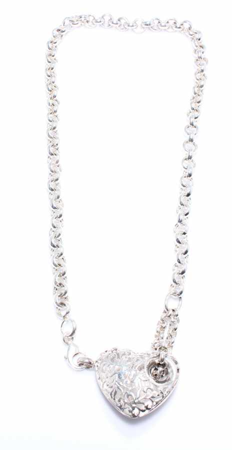 925 Sterling Silver Bold Heart Necklace - Statement Jewelry