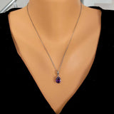 Professional Sterling Silver Oval Amethyst Necklace