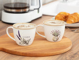 New Bone China 2-Piece Cup Set - Elegant Lavender Plaine