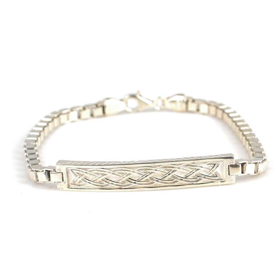 Elegant 925 Sterling Silver Cube Chain Bracelet - Braided Motif