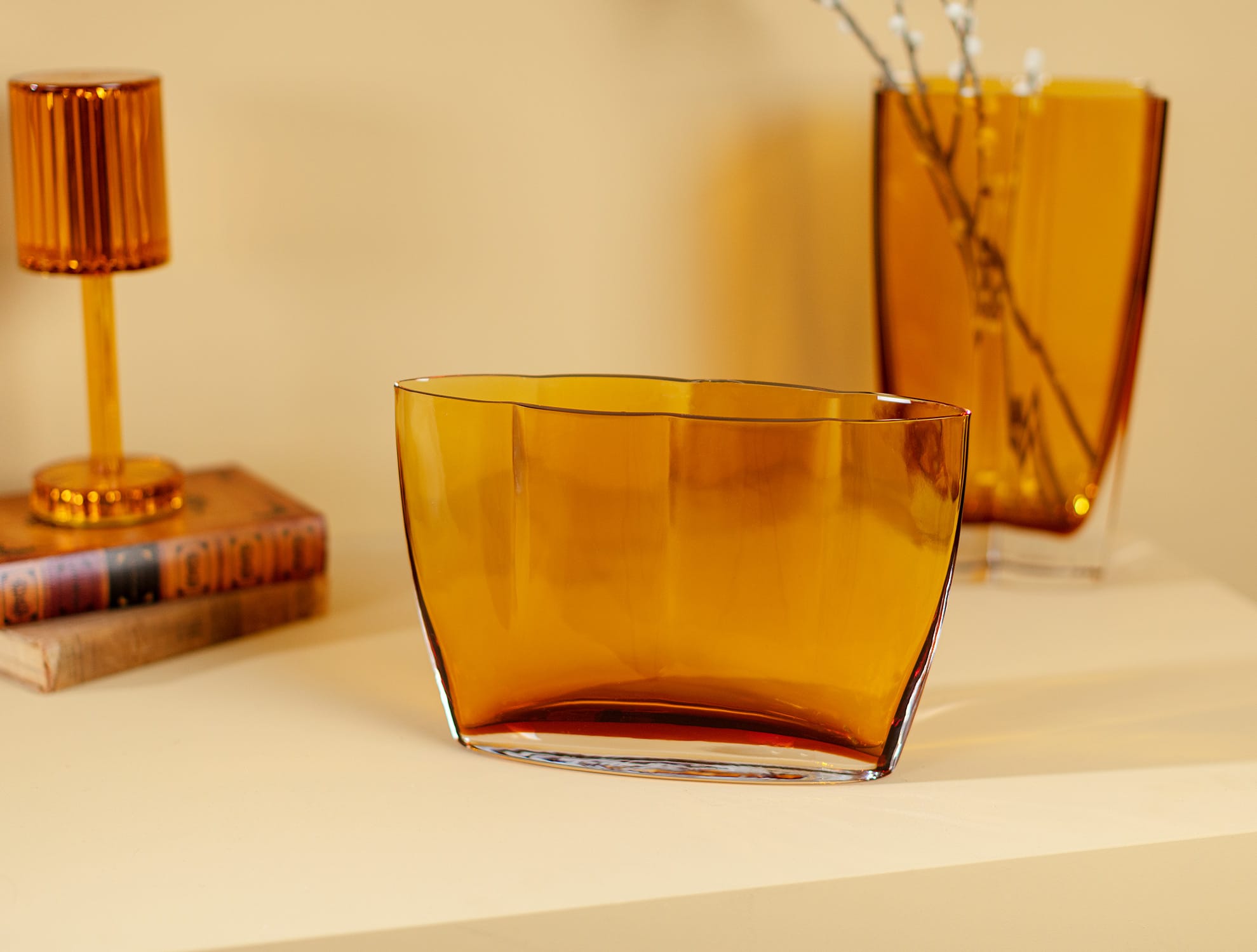 Handmade Glass Vase - Artisanal Gold Finish Design