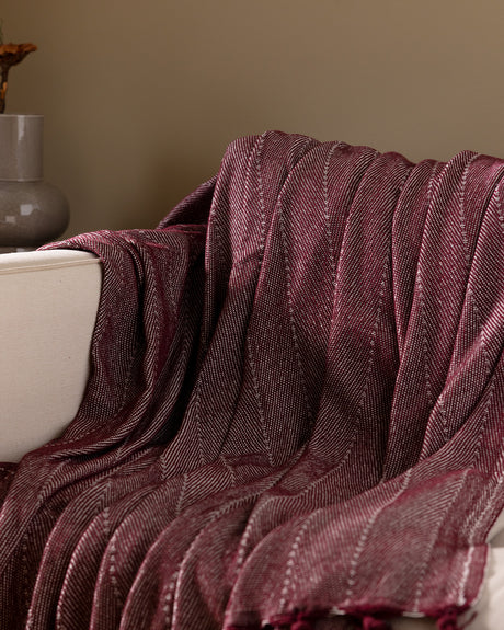 Burgundy Decorative Sofa Throw Blanket - Soft & Cozy