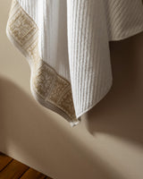 Plush 100% Cotton Bath Towel - Ultra Soft & Absorbent, White & Beige