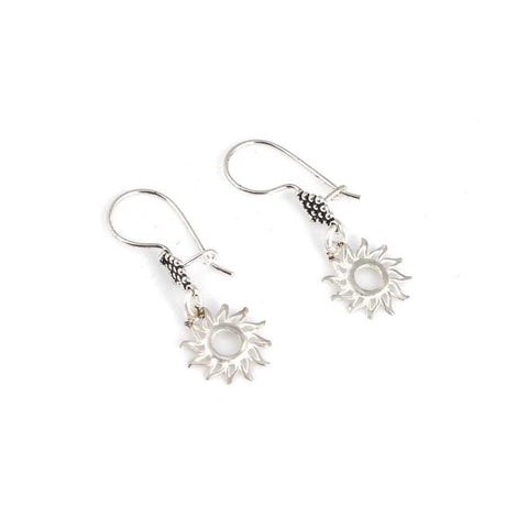 925 Sterling Silver Dangle Sun Earrings - Radiant Celestial Motif