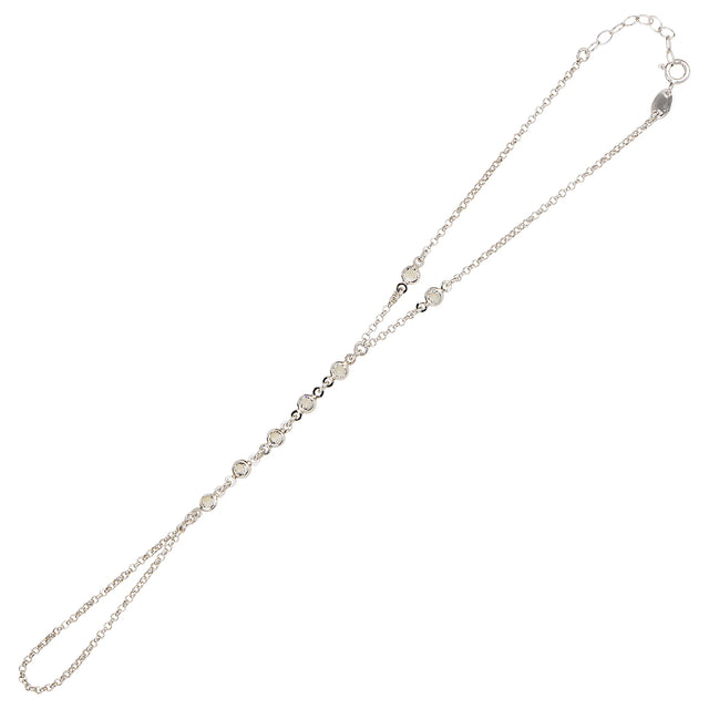 Sterling Silver Rose Gold Hand Chain - Minimalist Swarovski Crystal