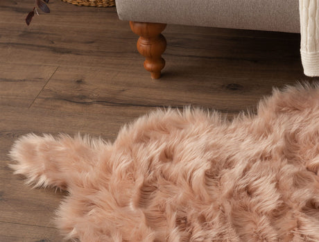 Genuine Sheepskin Area Rug - Soft Powder Pink Plush Floor Mat