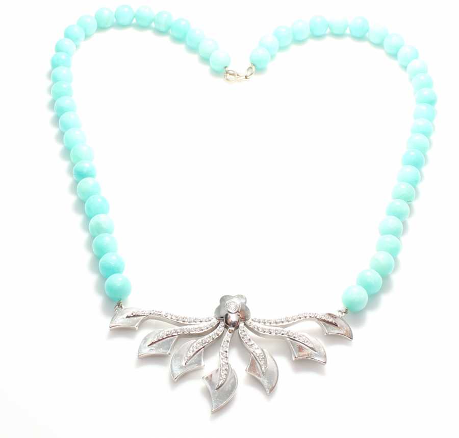 Sterling Silver Amazonite Pendant Necklace - Natural Gemstone