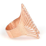 Sophisticated 925 Sterling Silver Fan-Shaped Ring with Zircon Stones