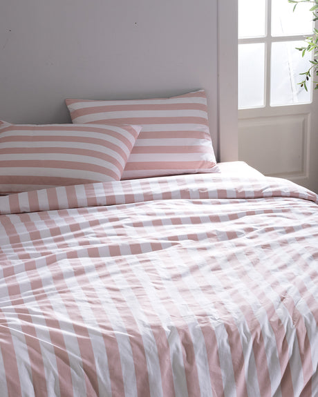 King Size 100% Cotton Ranforce Printed Bedding Set - Blush Pink