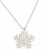 Premium 925 Sterling Silver Snowflake Necklace White Stone