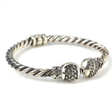 925 Sterling Silver Twisted Bangle with Braided Ball Design