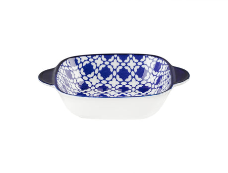 New Bone China Square Plate - Rêve Bleu Design with Handle